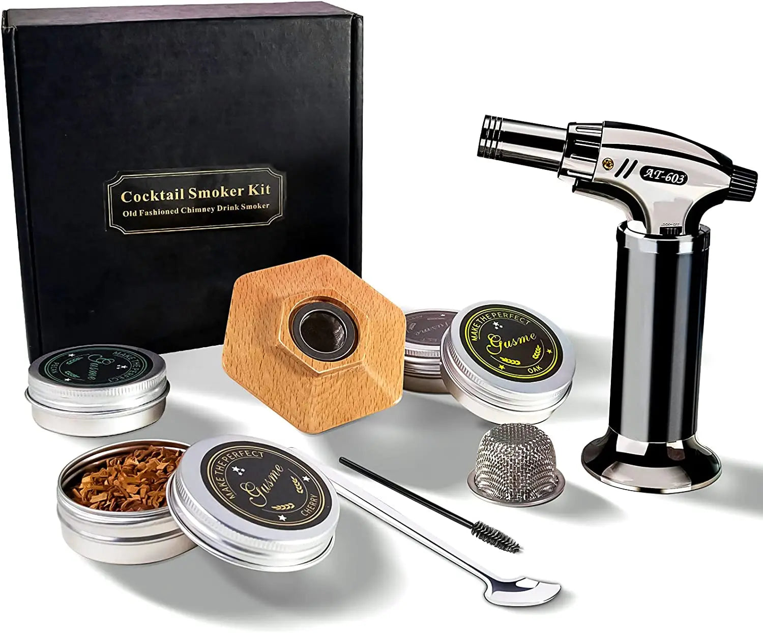 Bourbon Smoker Kit with Customized Wood Chips Whiskey Cocktail with Torch for boss