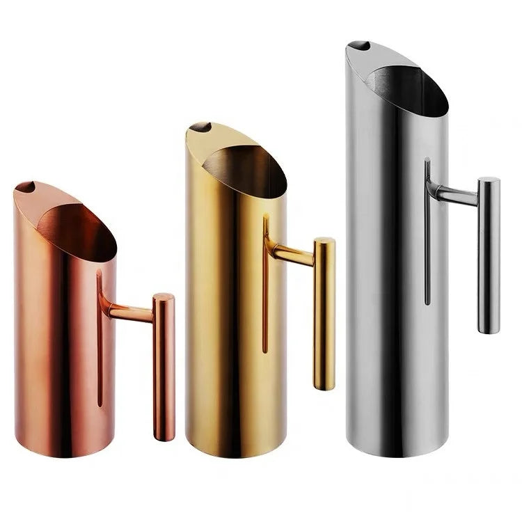Custom 1L Gold Stainless Steel Water Pitcher With Handle Straight Tea Pot Kettle Pitcher for Restaurant Home