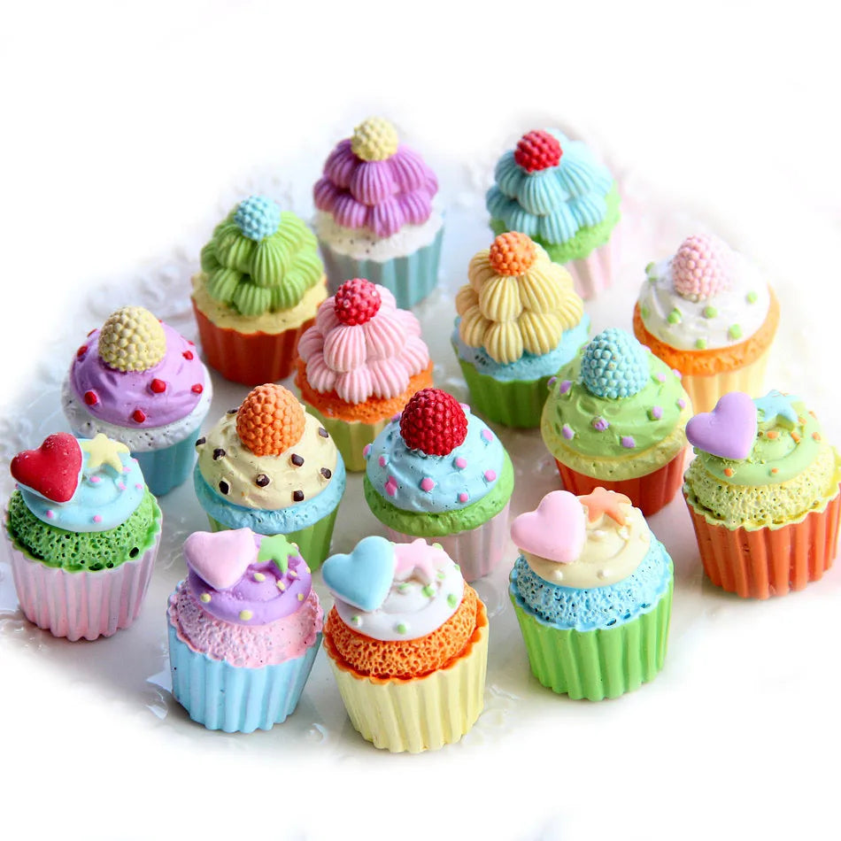 Kawaii Delicious Large Food Play Cupcake Resin Flatback Cabochon for Jewelry Making Craft DIY Accessories