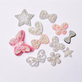 Cute Rhinestone Star Bow Butterfly Heart Flower Fabric Applique Diy Kids Clothing Hair Clip Accessories Crystal Patches