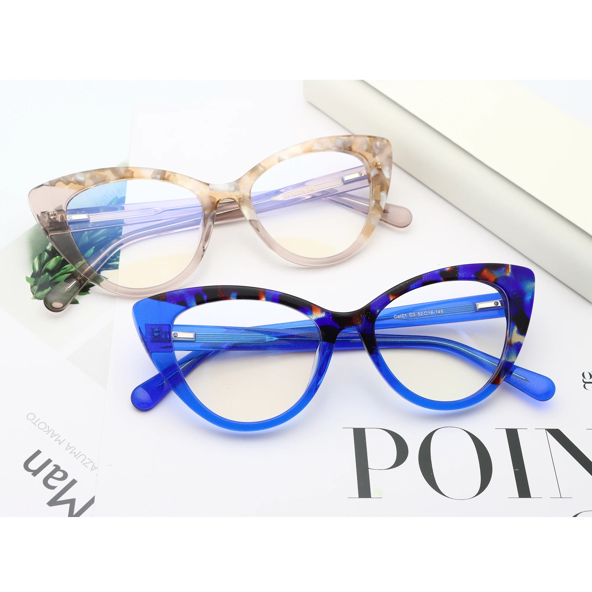 Designer Famous Brands Fashion Acetate Optical Frames Cat Eyeglasses Frames Lunettes De Luxe Acetate Eyeglass Frames for Women