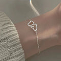 Cool Wind Double-Layer Alloy Heart Interlocking Bracelet Women's Fashion Accessory Chic Fashion Bangles