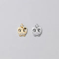 8.5mm Tiny Sterling Silver White CZ Zirconia Crystals Handmade Owl Charms for Jewelry Making Supplies