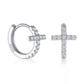Factory Wholesale 925 Sterling Silver Zircon Cross Shape Stud Earrings Cross Shape Classic Religious Collection Simple Fashion