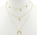 Fashion 18k Gold Plated Multi Layered Luxury Bling  Rhinestones Triple Layered Gold Chain Women