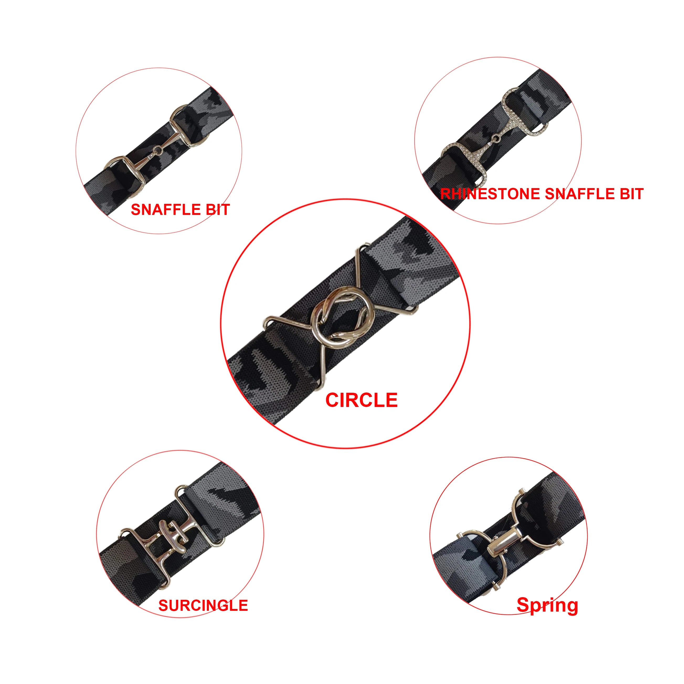 Solid Color 1.5 Inch 4cm Wide Elastic Equestrian Belt with Circle Buckle Custom Logo Nylon Horse Riding Bits No MOQ