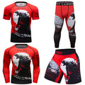 OEM Wholesale 3D Printed Compression MMA Logo Rash Guard Set Custom Printed Thai Shorts Sleeve Shirt Surf & Taekwondo Clothing