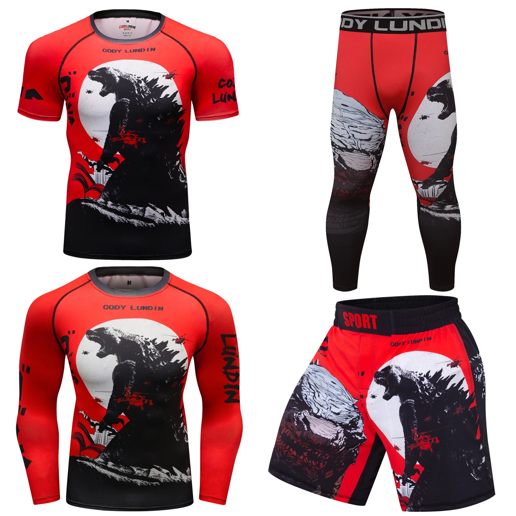OEM Wholesale 3D Printed Compression MMA Logo Rash Guard Set Custom Printed Thai Shorts Sleeve Shirt Surf & Taekwondo Clothing