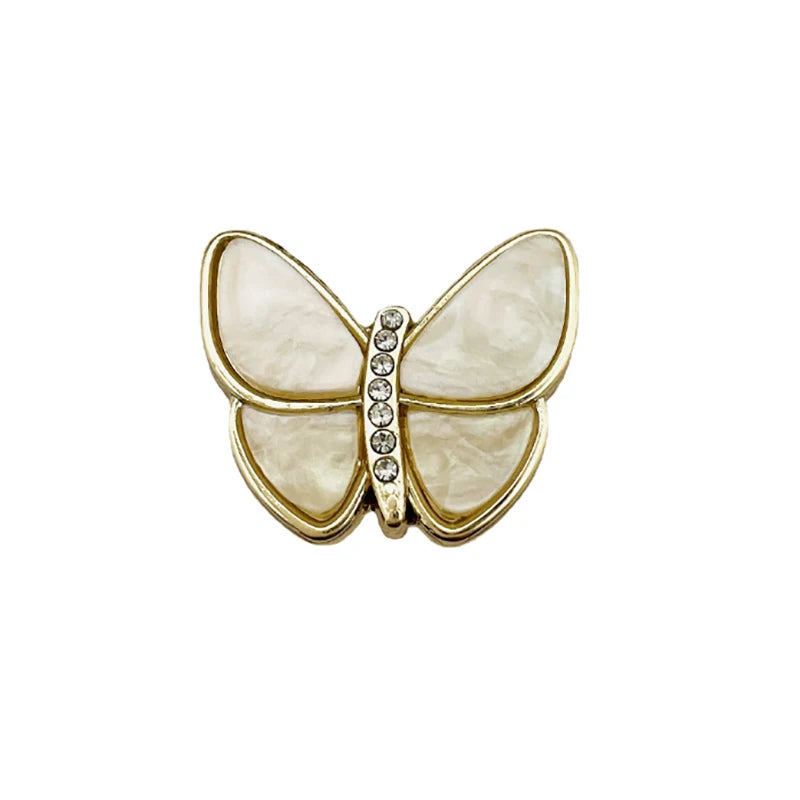 Butterfly Shape Rhinestones Alloy Combination Round Button Hair Accessories Decoration Sweater Sewing on Garment Shank Buttons