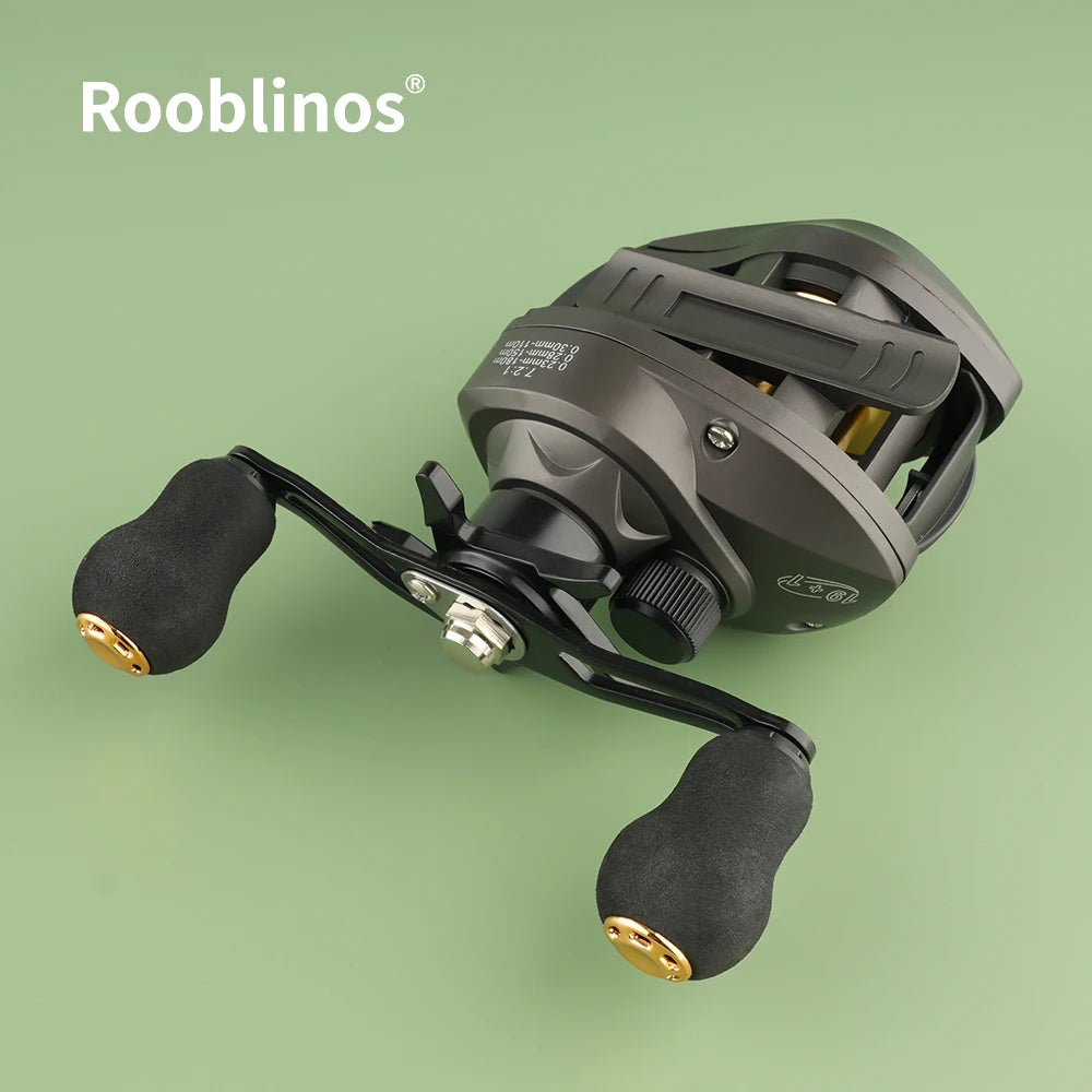 [Germany Stock] Rooblinos AK Waterdrop Reel 7.2:1 Gear Ratio Left Hand Two-Speed System Line Twist Prevention River & Lake Use
