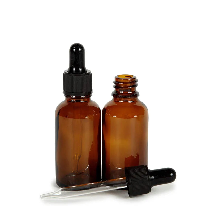 Reihey 5ml-120ml Empty Clear Glass Dropper Bottles with Screen Printing Eye Dropper Lid Aromatherapy Containers