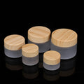 5g 10g 15g 20g 30g 50g 100g Luxury Cosmetic Packaging Jar Empty Cream Frosted Glass Jar with Wood Grain Lid