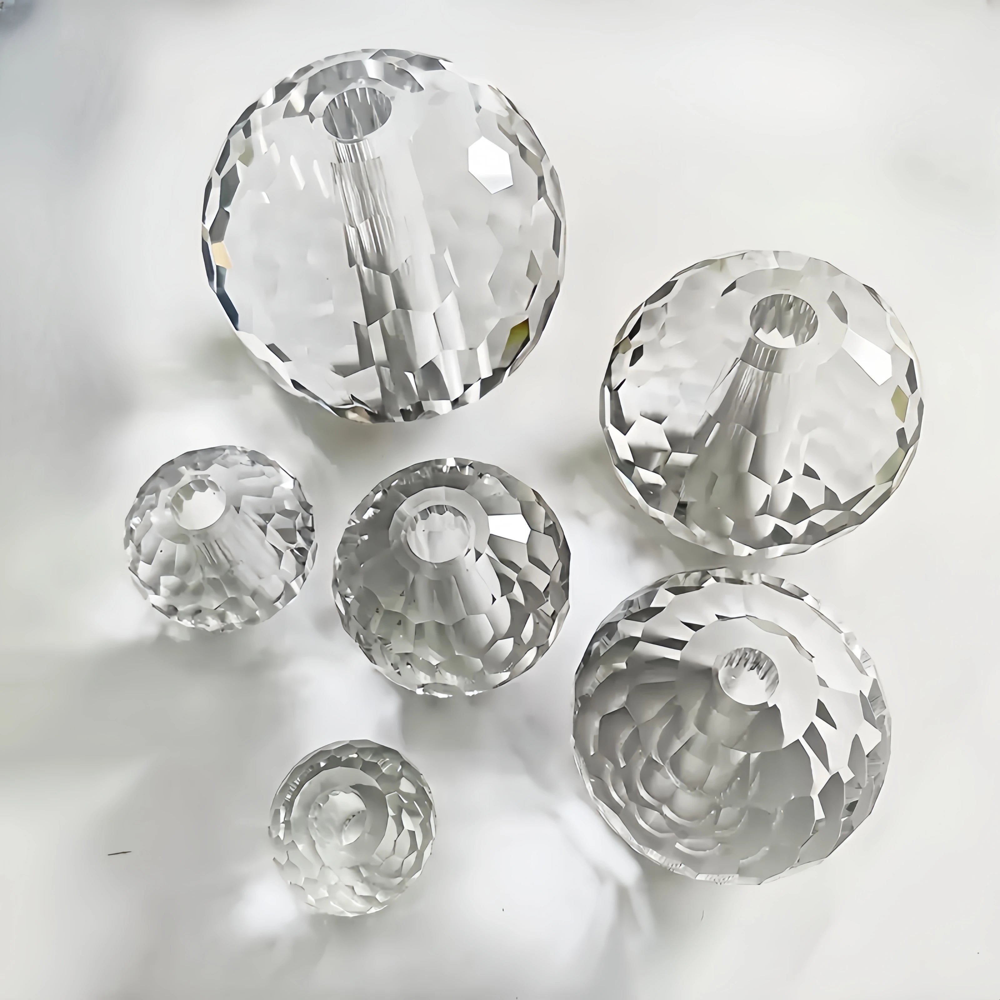 Pujiang Hot Seller Factory Direct Supply 50mm Transparent Crystal Glass Ball With Hole/Crystal Faceted Ball  for Home Decoration