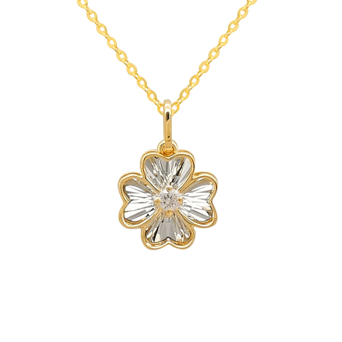 Wholesale Fine Jewelry 18K AU750 Yellow Solid Gold Dancing Shinning Pendant VVS Moissanite with Claw Setting Star Rose Pattern