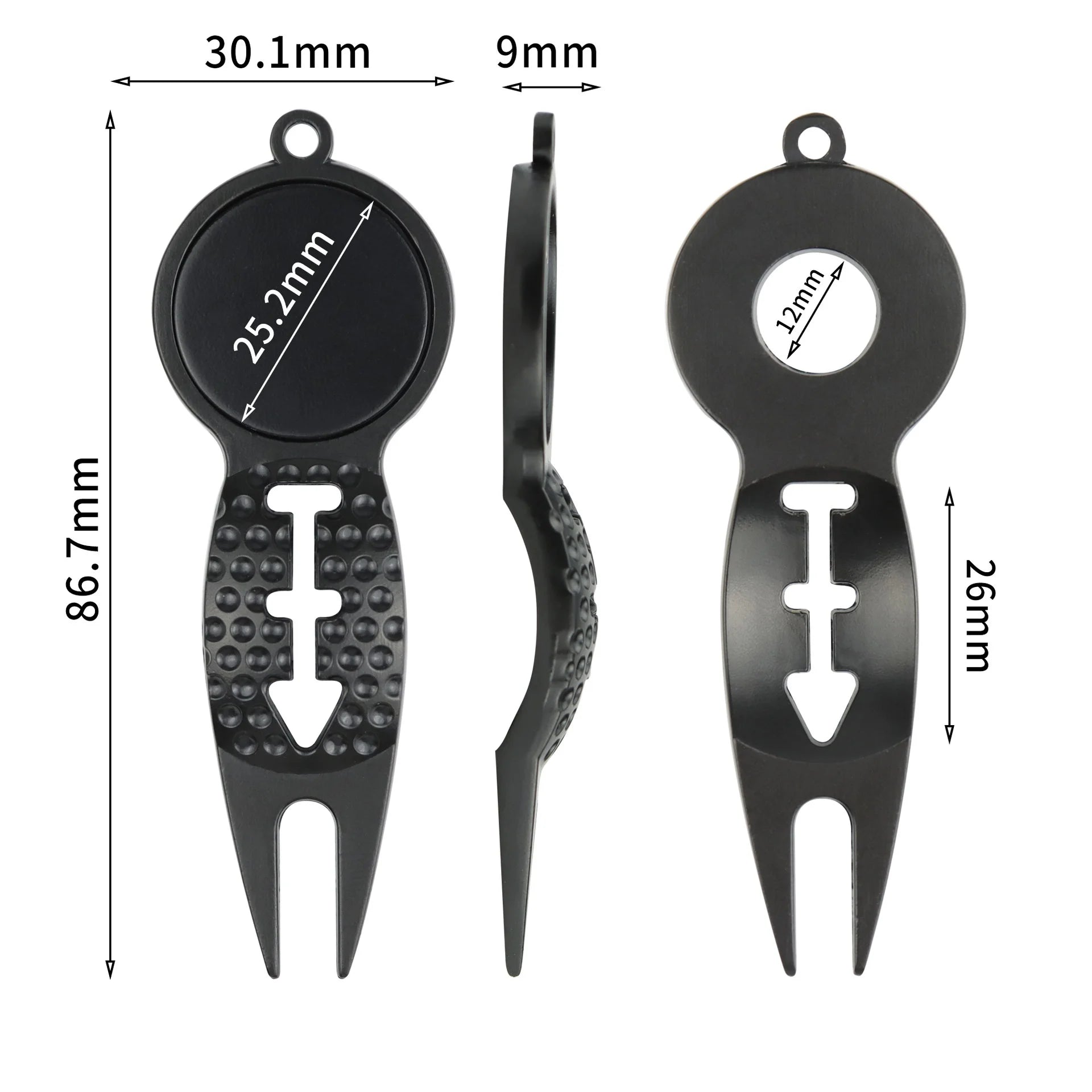 Factory Directly Golf Divot Tool  Green Fork with Blank Ball Marker Multifunction Ball Liner with Repair Tool