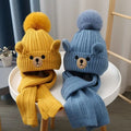Wholesale New Cute Cartoon Children's Hat Scarf Set Winter Knitted Beanie Kids' Warm Bear Pullover Hat+Scarf