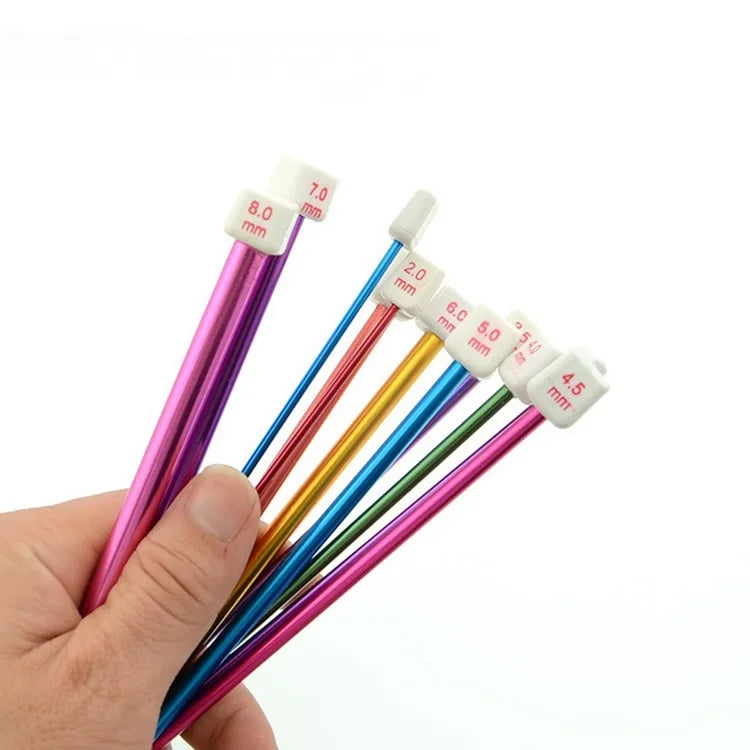 Factory Sale 11Pcs/Set 27cm Long Colorful Aluminum Crochet Hook Knitting Needles for Sweater DIY Handcraft