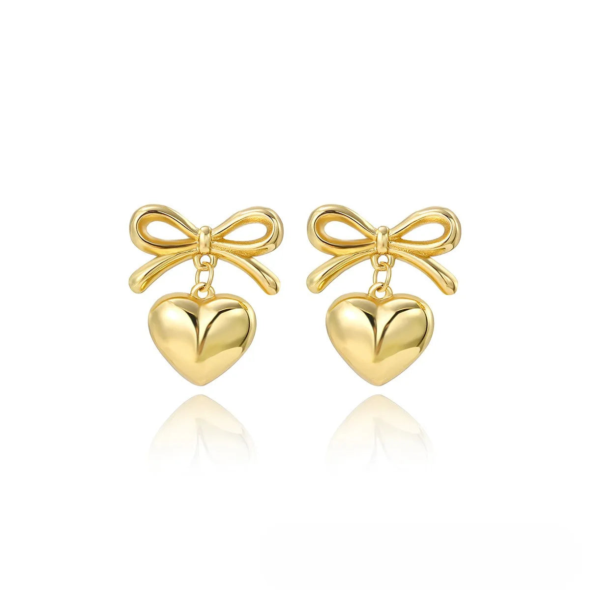 Vintage Heart Earrings Wedding Gift Stainless Steel Jewelry Fashion Dangle Bow Knot Pendant Earrings Women Luxury