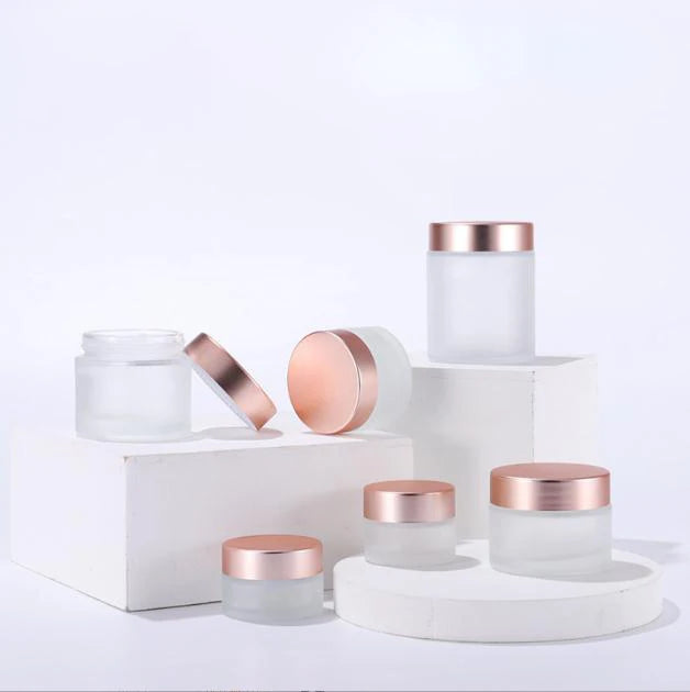 Manufacture Low Moq Custom Label 5g 10g 15g 20g 30g 50g 100g Empty Frosted Glass Face Eye Cream Gold Cosmetic Jars
