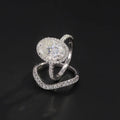 14 k Gold  3ct Oval Moissanite Engagement Ring halo Lab Diamond  Wedding Band Ring