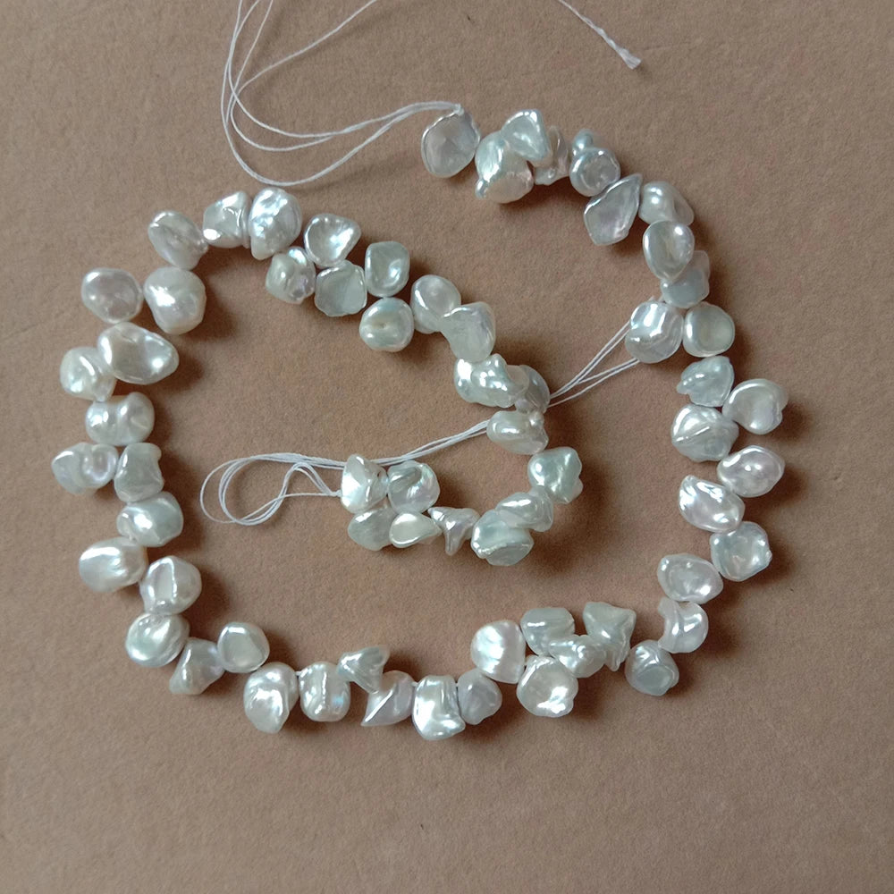 38 cm  9-12 mm  Good Luster Natural Pearl  Keshi FRESHWATER Pearl  Loose BAROQUE Pearl in Strand .