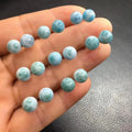 Chakra Spiritual Crystal Healing Stones 925 Sterling Silver Setting Natural Crystal 8mm Larimar Ball Ear Stud