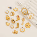 Stainless Steel Pearl Pendant Oil Drop Key Lock Personality Fashion DIY Necklace Earrings Jewelry Accessories