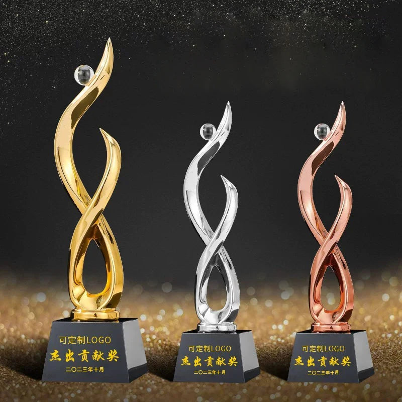 Gold Silver Bronze Resin with Crystal Ball Trophy Awards MH-J0422
