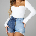 2023 High Waist Denim Women's Shorts Summer Fashion Jean Cotton Zipper G-String Denim Shorts