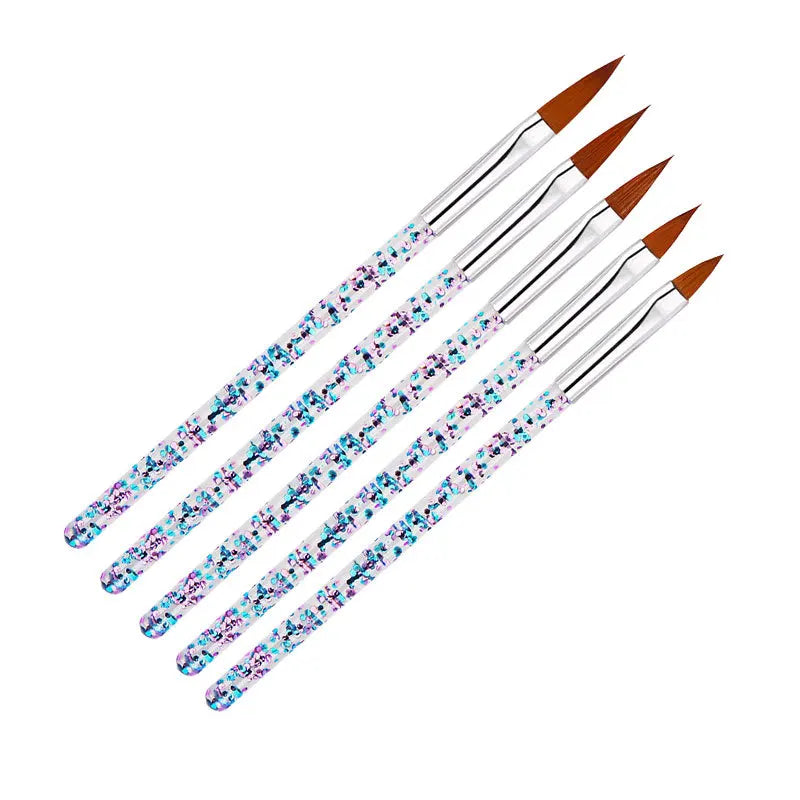 Wholesale 5 Piece Acrylic Glitter Handle Nail Pen Carving Acrylic Extending Crystal Nail Brush
