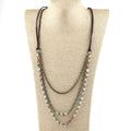 Hot Women Bohemian Personalized Jewelry 3 Layer 6 8mm Gemstone Imperial Jasper Bronze Rosary Chain Leather Necklace Wholesale