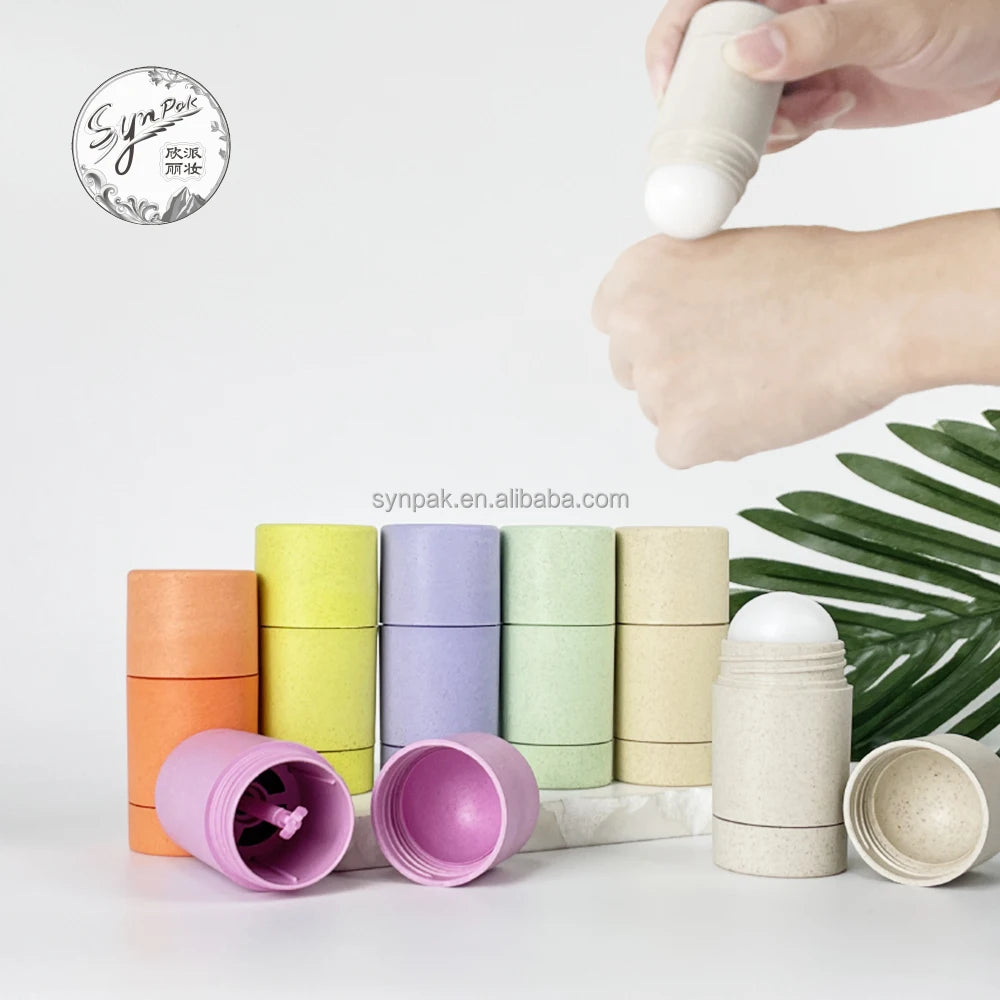 30ml Custom Eco Friendly Biodegradable Wheat Straw Antiperspirant Deodorant Tube Round Stick Container Plastic Bottle