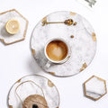 Hot Sale Natural Stone Marble Food Serving Placemat Cutting Board Dessert Plate China With Golden Edge