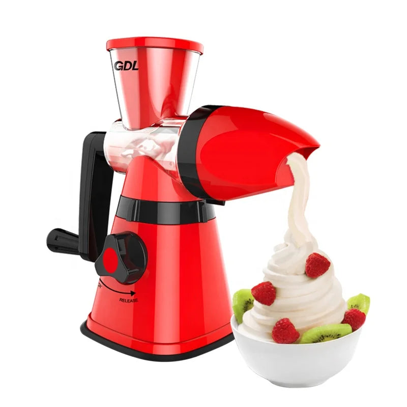 Manual Soft Serve Ice Cream Machine Plastic Fruit Yogurt Gelato Sorbet Maker for Kids
