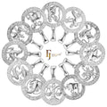 FJ Fallon Fashion Jewelry Pendant Zodiac Circle of Zodiac Plated in White Gold Brass Based