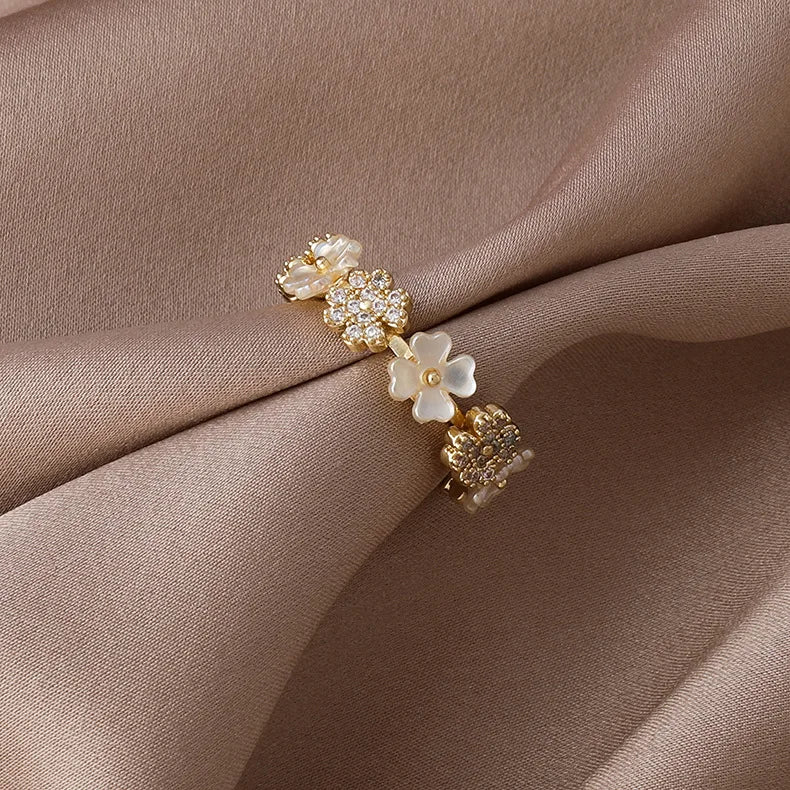 Anello Di Fiori Exquisite Shell Flower Ring Temperament Sweet Simple Opening Women's Jewelry Flower Ring