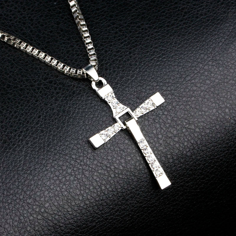 Hot Selling the Fast and the Furious Cross Necklace Christian Believers Gifts Necklace for Women and Men Classic Movie Series