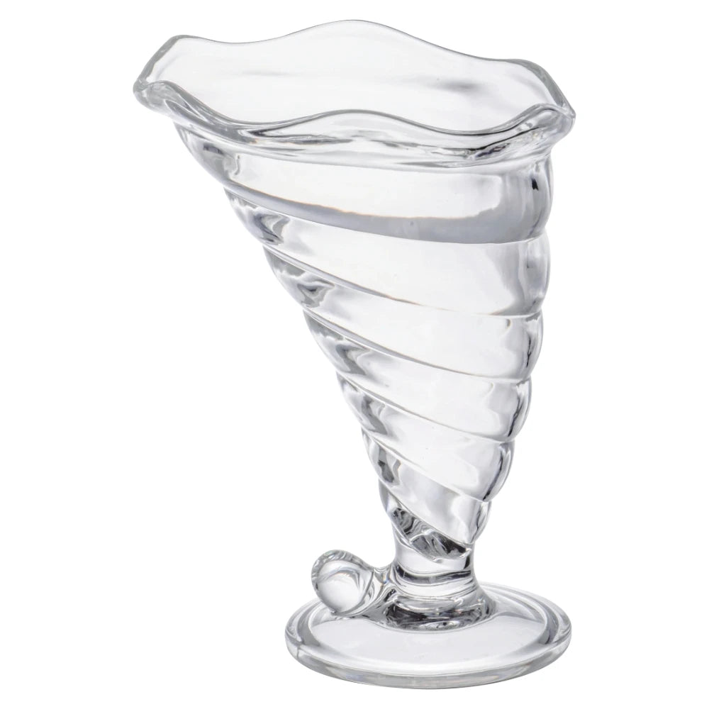 370ml Retro INS Style PC Ice Cream Cup Restaurant Dessert Cold Drinks Cup Thickened Unbreakable High-foot Pudding Wavy Cup