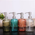 Wholesale clear Brown Green Blue  Recycled Glass Liquid Foam Hand Soap Dispenser Bottle with Stainless Steel Pump Caps