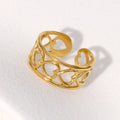 Beimai Simple Heart-Shaped Open Ring 18K Gold Plated Cute Style OEM Hollow Stainless Steel Ring