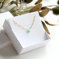 Custom Gemstone Turquoise Birthstone Necklace 14 K Gold Filled Satellite Chain Necklace for Mom or Grandma Jewelry Gift