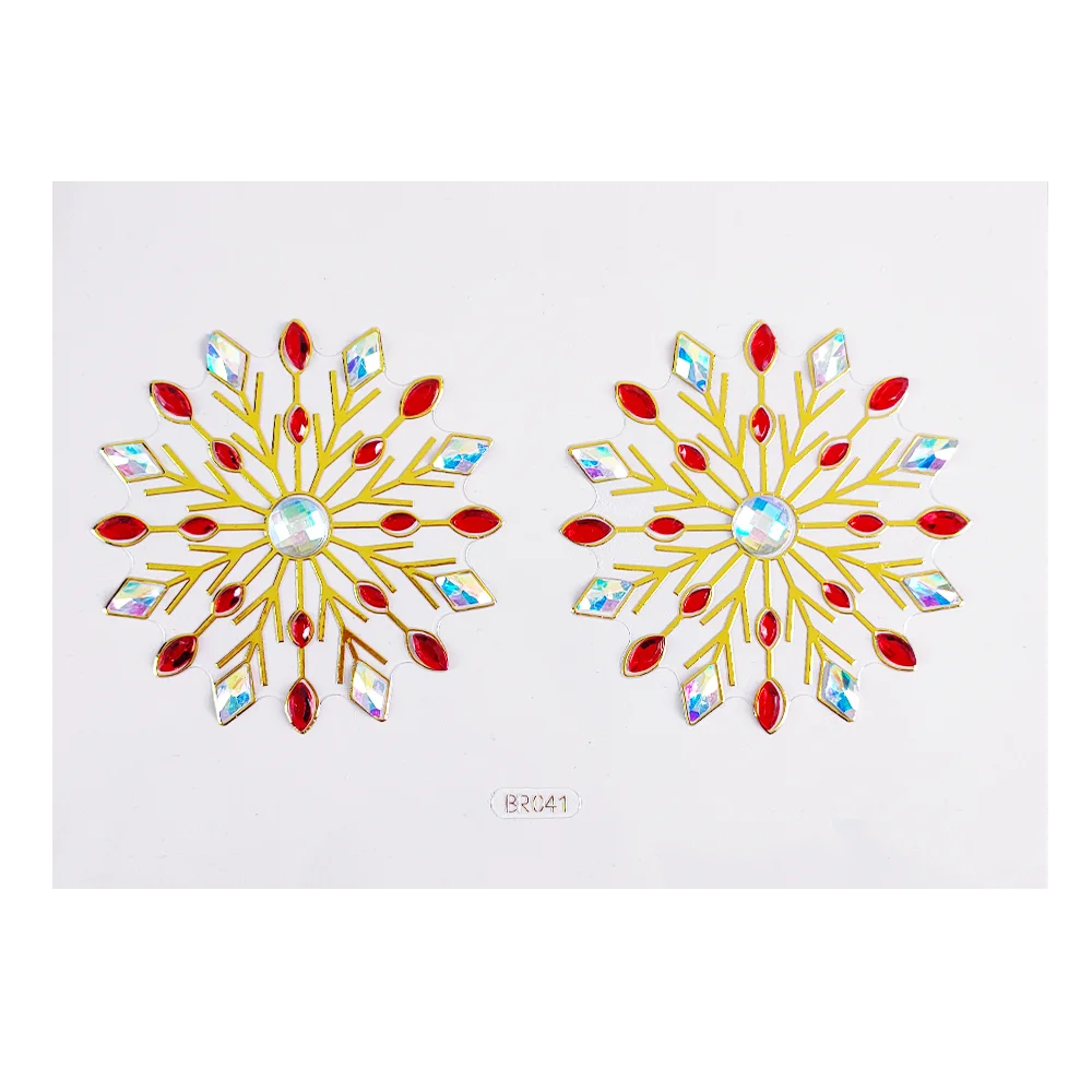 Custom OEM Adhesive Body Glitter Gems Tattoo Sticker Chest Crystal Rhinestone Sticker Party Makeup Gem Designs for Body Art