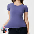Janya Custom Logo Women Yoga Shirts Skinny Sport Tee Outdoor Climbing T-shirt Fitness Round Neck Short Sleeve Seamless Shirt