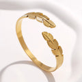 Women's Feather Stainless Steel Adjustable Bracelet Hypoallergenic Rust Proof Jewelry