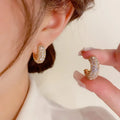 Ultra Sparkling Elegant High-End Style Micro Pave Earrings Unique Niche Design Fashionable Copper Hoop Earrings for Socialite