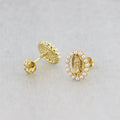 EP1045 Chic 18k Gold Mary Jewelry Earring Collection Seed Pearl Pave Blessed Mother Mary Studs Earrings