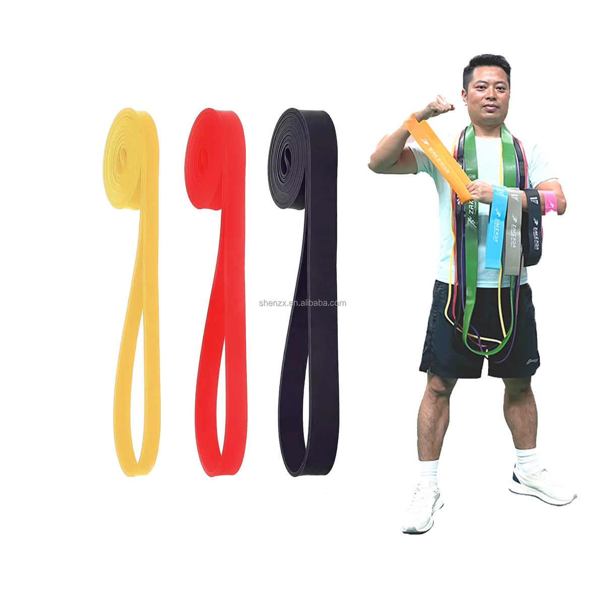 Elastic Strength Bands Elastic Door Anchorage Handle Hand Pad Natural Latex Resistance Band Sets Pull up Training