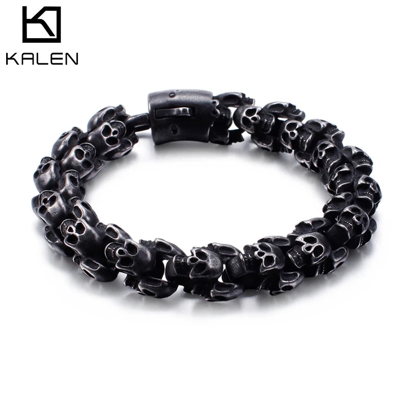 KALEN Stainless Steel Matte Big Skeleton Men Bracelet