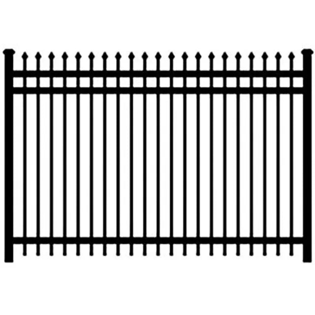 Huawo Custom Heavy-Duty 3-Rail Corrugated Wrought Iron Galvanized Steel Fence Panel Powder Coated 5/8 Picket 6ft Modern