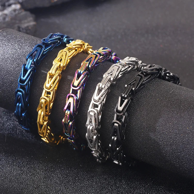 New Fashion Steel Titanium Gold Silver V-shaped Chain Bracelet Stainless Steel Chain Men's Boutique Fashion Bracelet